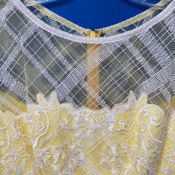 TADASHI SHOJI Stunning Yellow & White Dress Sz 6 - Picture 3 of 7